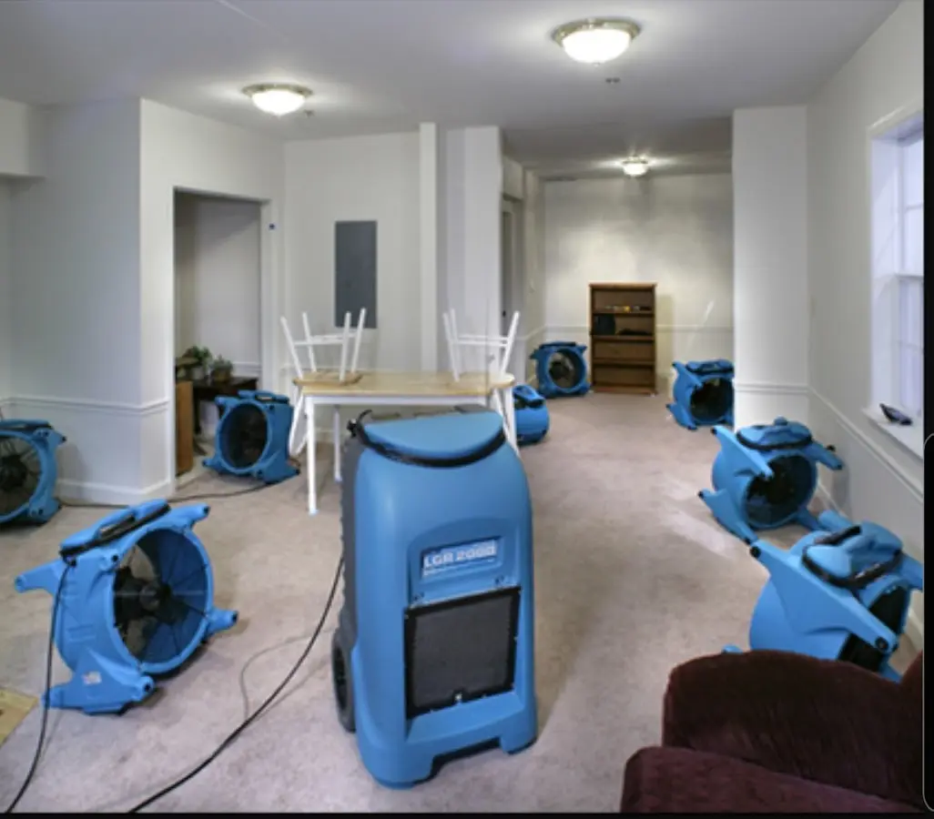 Air movers and dehumidifier setup for Water Extraction & Removal in Gantt